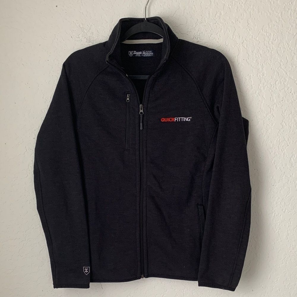 Susa Quick Fitting Full Zip Pockets Black Jacket Cotton Blend Size M